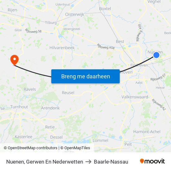 Nuenen, Gerwen En Nederwetten to Baarle-Nassau map