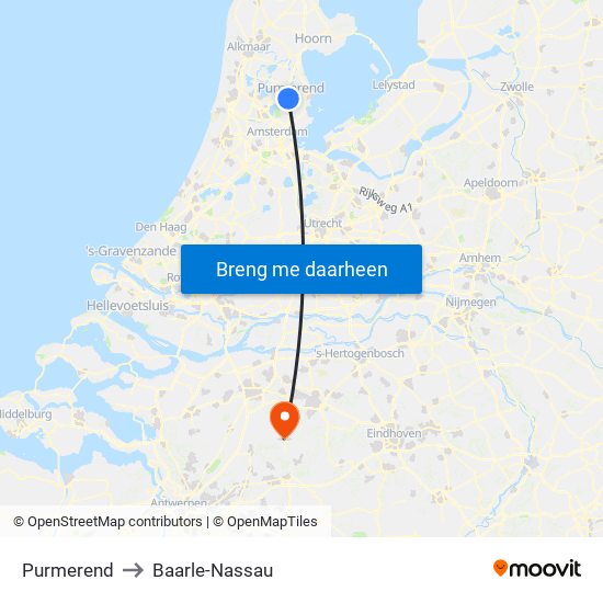 Purmerend to Baarle-Nassau map