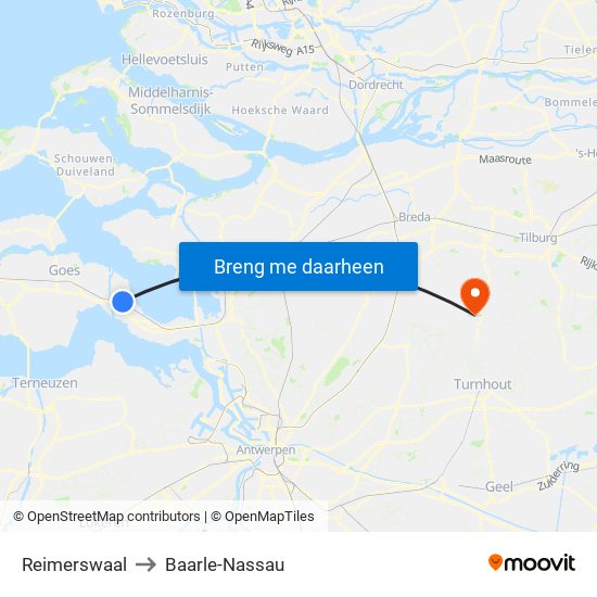 Reimerswaal to Baarle-Nassau map