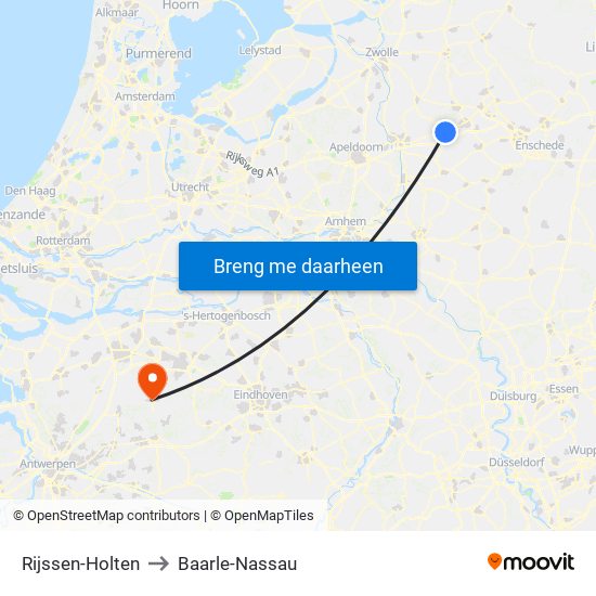 Rijssen-Holten to Baarle-Nassau map