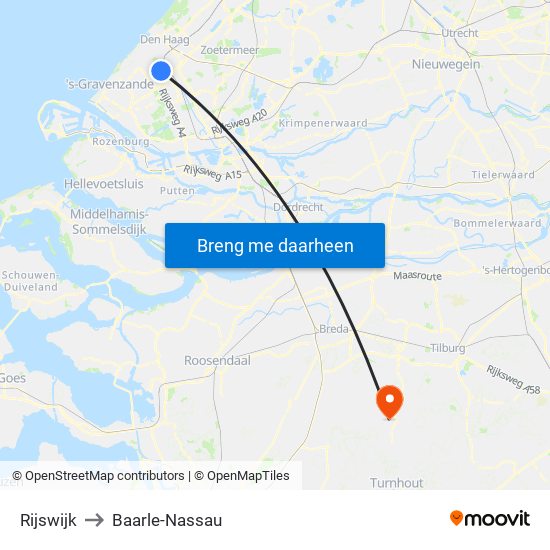 Rijswijk to Baarle-Nassau map
