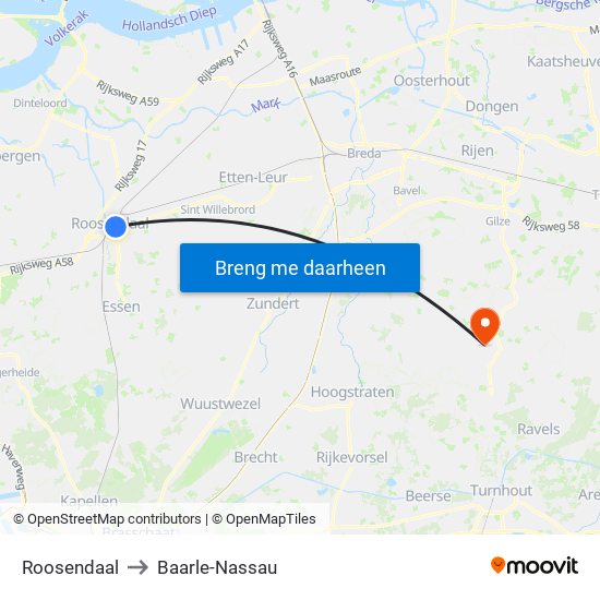 Roosendaal to Baarle-Nassau map