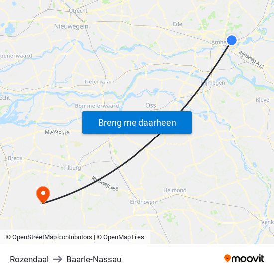 Rozendaal to Baarle-Nassau map