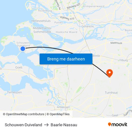 Schouwen-Duiveland to Baarle-Nassau map