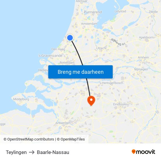 Teylingen to Baarle-Nassau map
