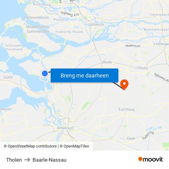 Tholen to Baarle-Nassau map