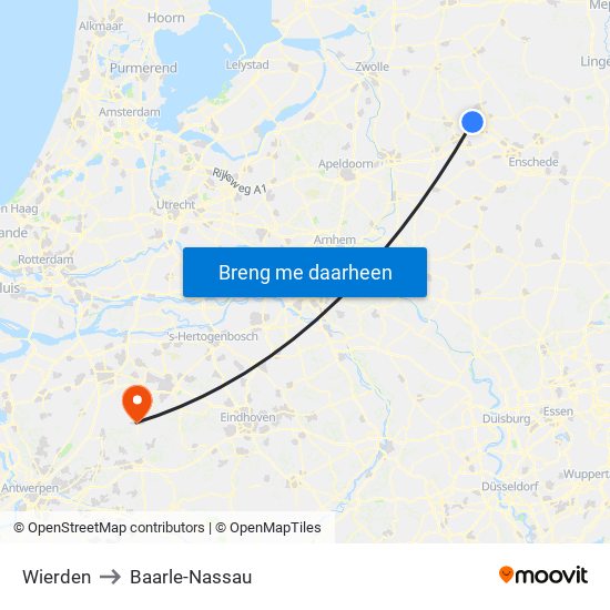 Wierden to Baarle-Nassau map