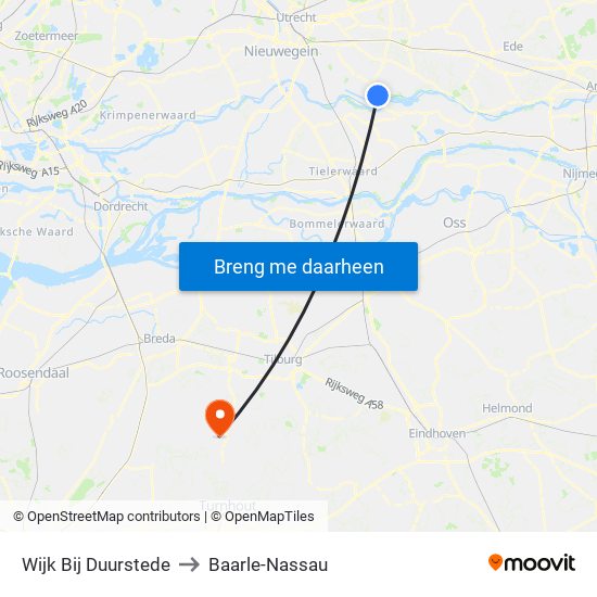 Wijk Bij Duurstede to Baarle-Nassau map