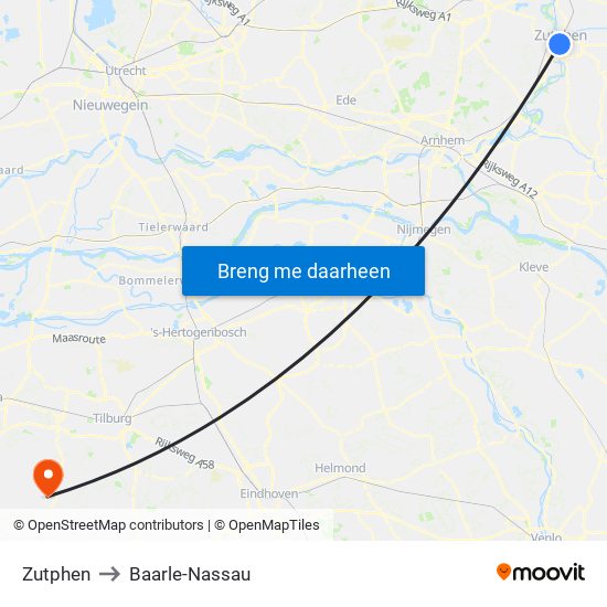 Zutphen to Baarle-Nassau map