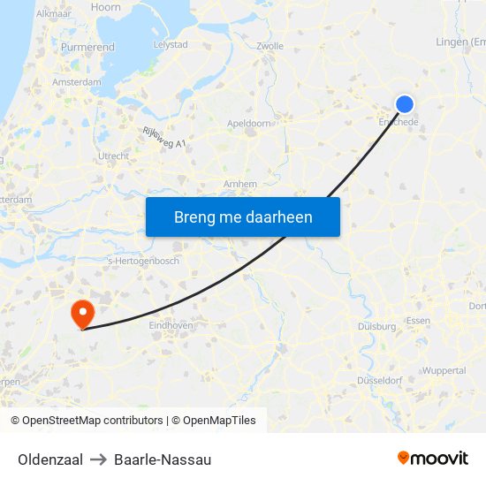 Oldenzaal to Baarle-Nassau map