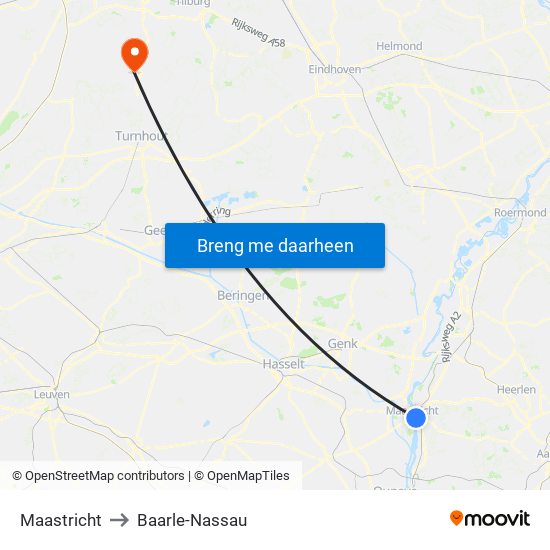 Maastricht to Baarle-Nassau map