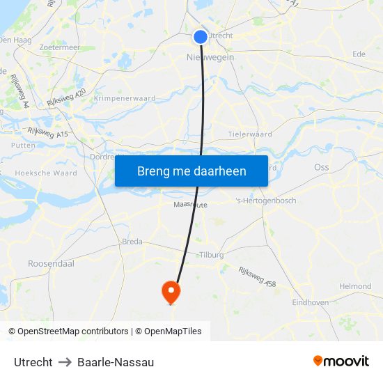 Utrecht to Baarle-Nassau map