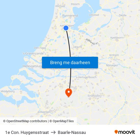 1e Con. Huygensstraat to Baarle-Nassau map