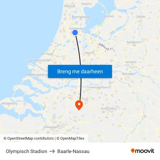 Olympisch Stadion to Baarle-Nassau map