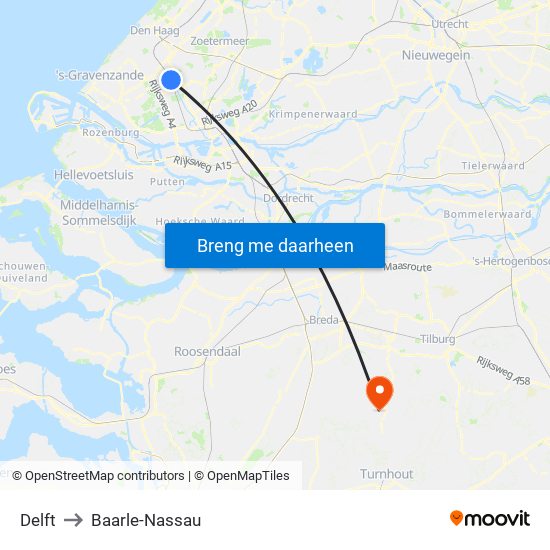 Delft to Baarle-Nassau map