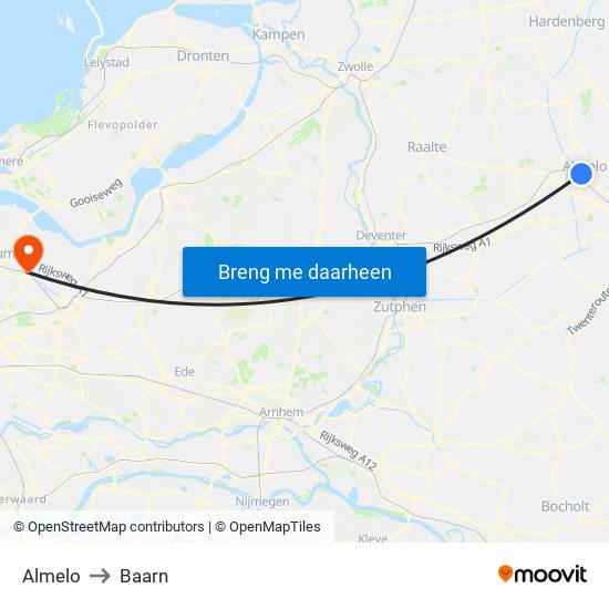 Almelo to Baarn map