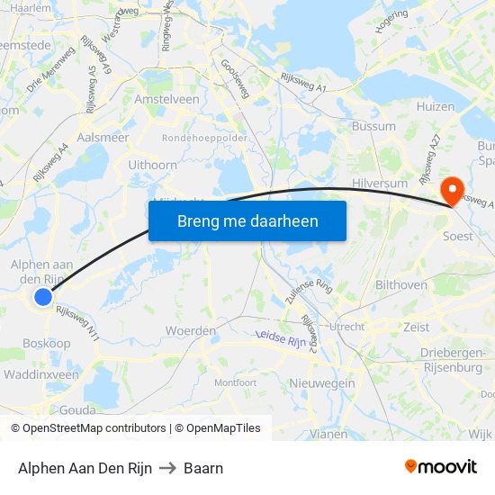 Alphen Aan Den Rijn to Baarn map