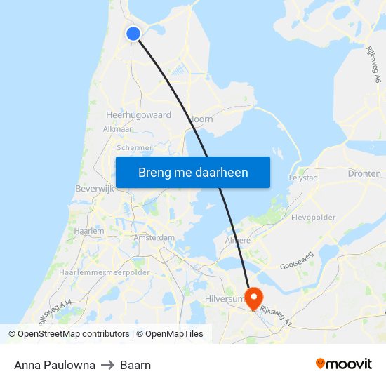 Anna Paulowna to Baarn map