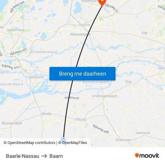 Baarle-Nassau to Baarn map