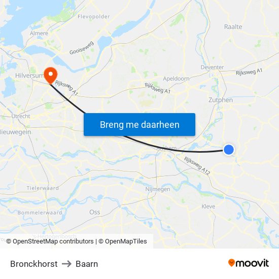 Bronckhorst to Baarn map