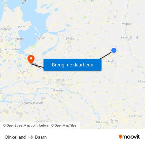 Dinkelland to Baarn map