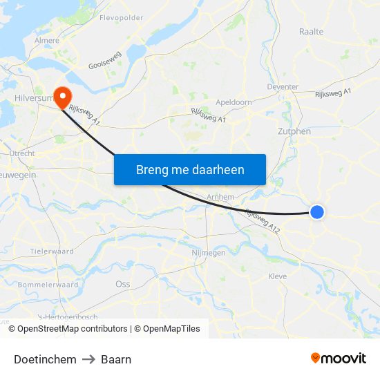 Doetinchem to Baarn map