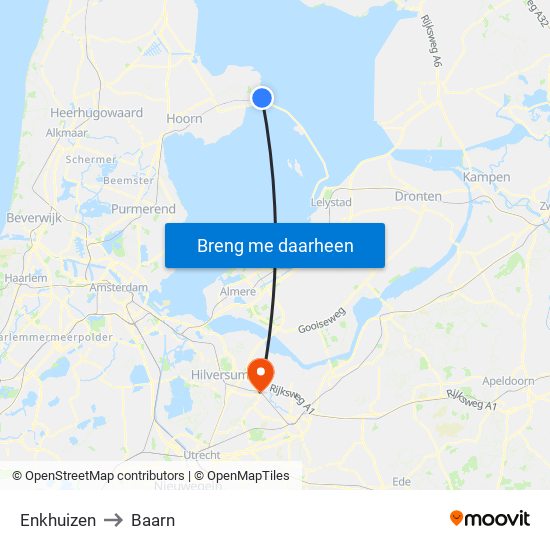 Enkhuizen to Baarn map