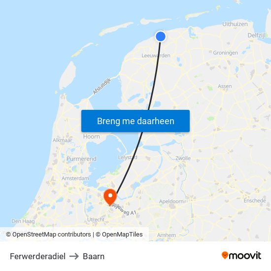 Ferwerderadiel to Baarn map