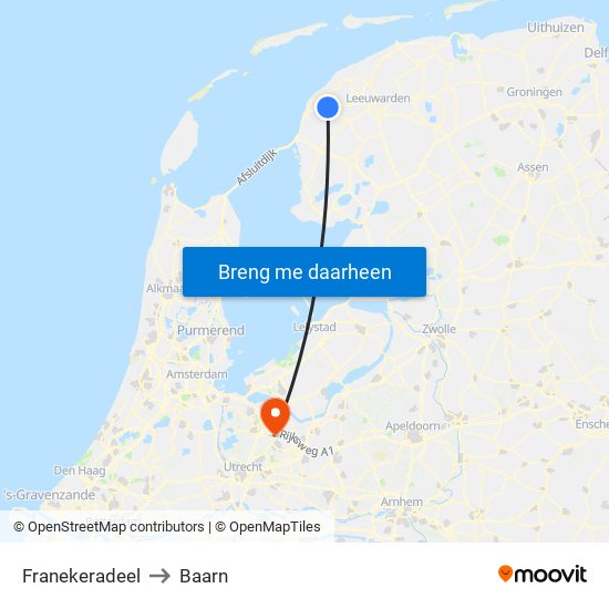 Franekeradeel to Baarn map