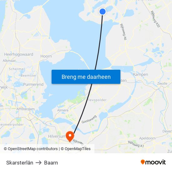 Skarsterlân to Baarn map