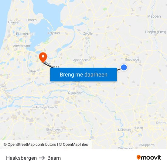 Haaksbergen to Baarn map