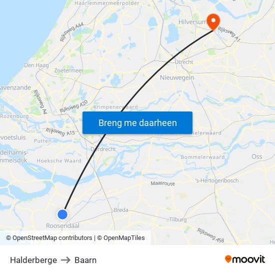 Halderberge to Baarn map