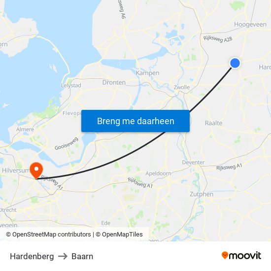 Hardenberg to Baarn map