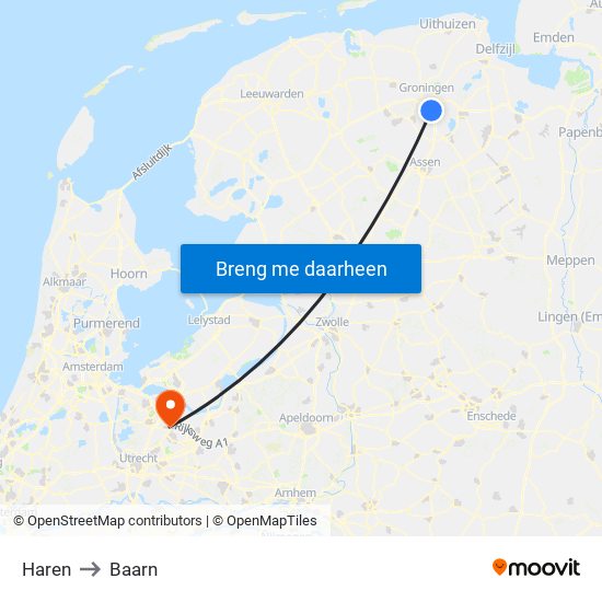 Haren to Baarn map