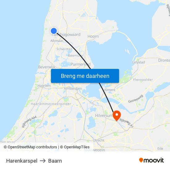 Harenkarspel to Baarn map