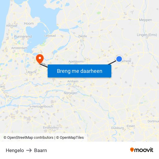 Hengelo to Baarn map