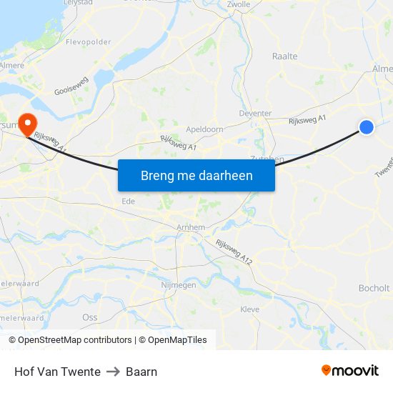 Hof Van Twente to Baarn map