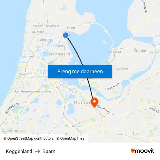 Koggenland to Baarn map