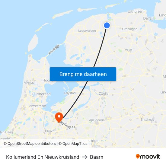 Kollumerland En Nieuwkruisland to Baarn map