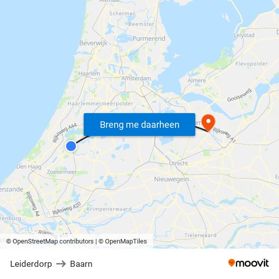 Leiderdorp to Baarn map