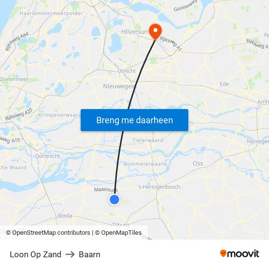 Loon Op Zand to Baarn map