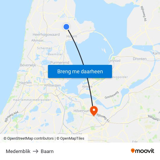 Medemblik to Baarn map