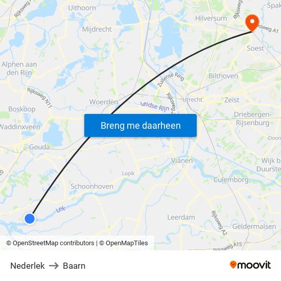 Nederlek to Baarn map