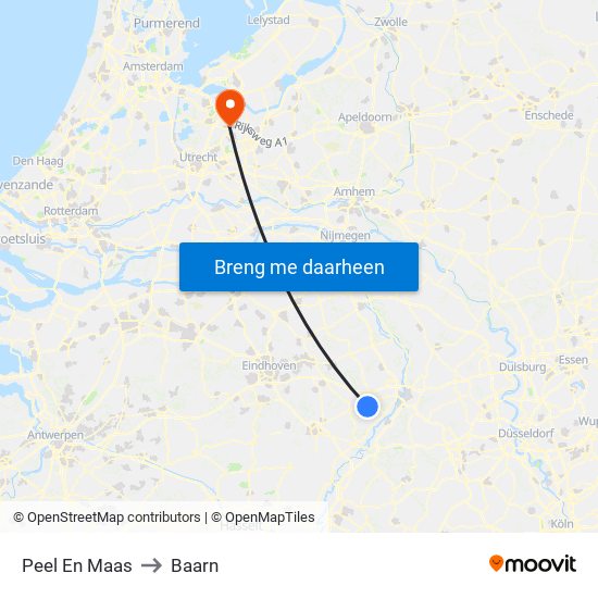 Peel En Maas to Baarn map