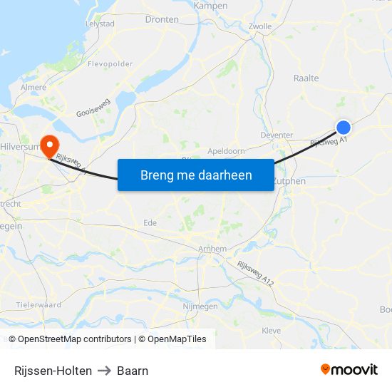 Rijssen-Holten to Baarn map