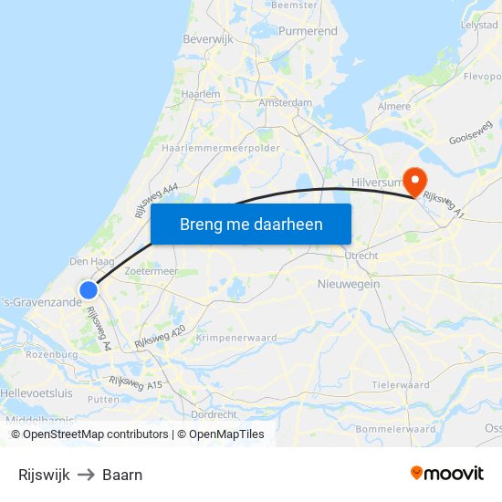 Rijswijk to Baarn map
