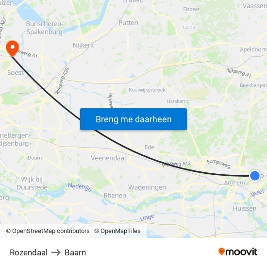 Rozendaal to Baarn map