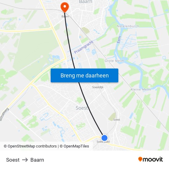Soest to Baarn map