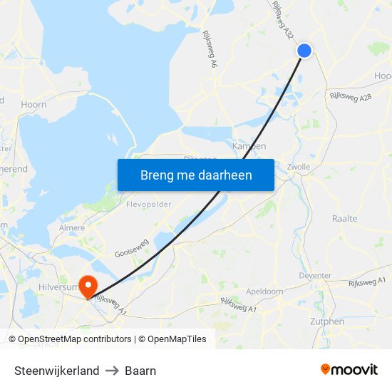 Steenwijkerland to Baarn map
