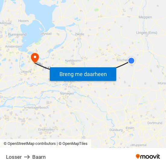 Losser to Baarn map